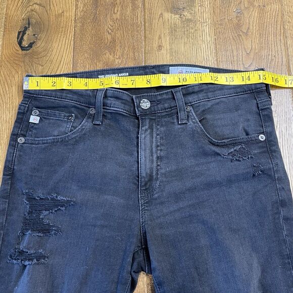 Adriano Goldschmied AG The Legging Ankle Super Skinny Black Denim Distressed 29 - Picture 3 of 7